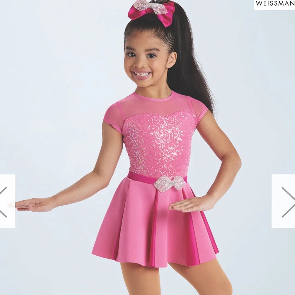 Weissman Never Gonna Not Dance Again Pink Dance Dress Costume XS Child Sequin